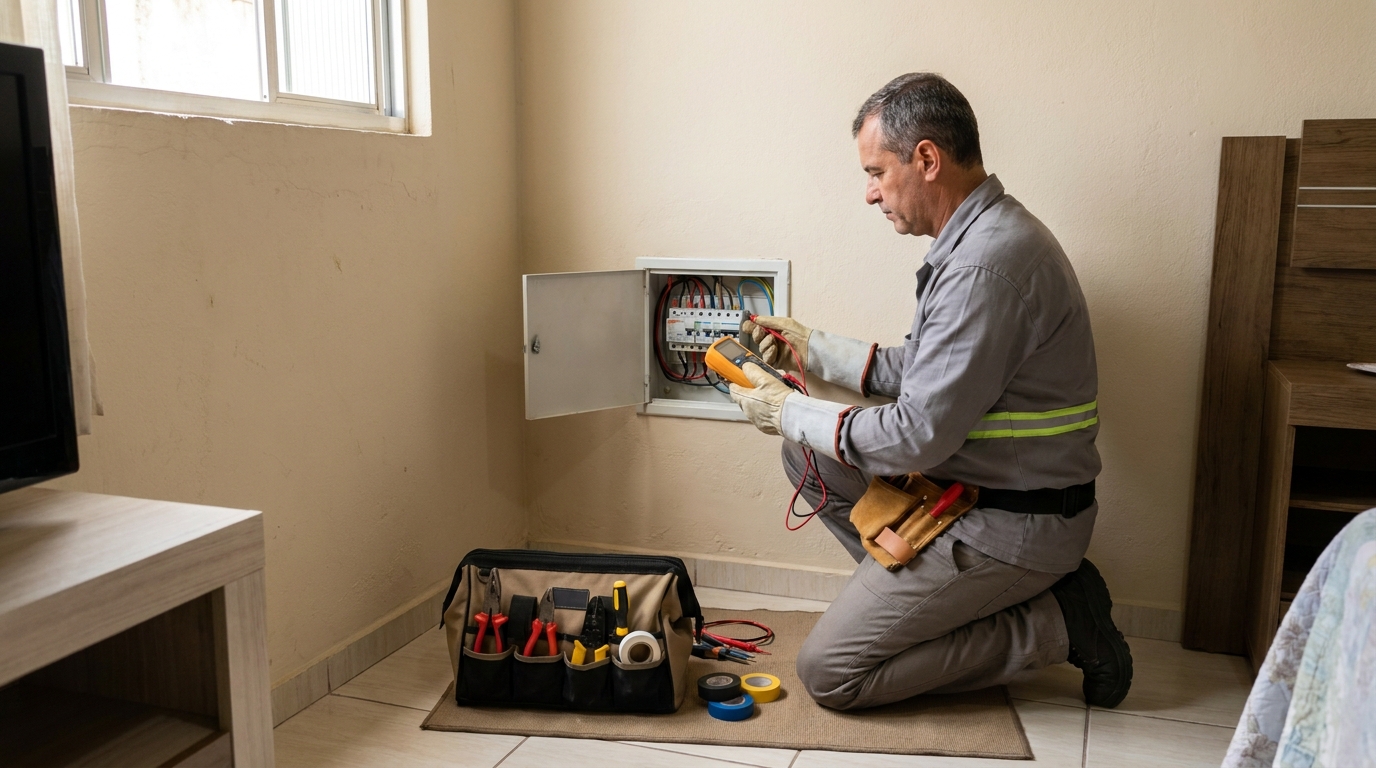 Eletricista trabalhando em Cascavel‑PR