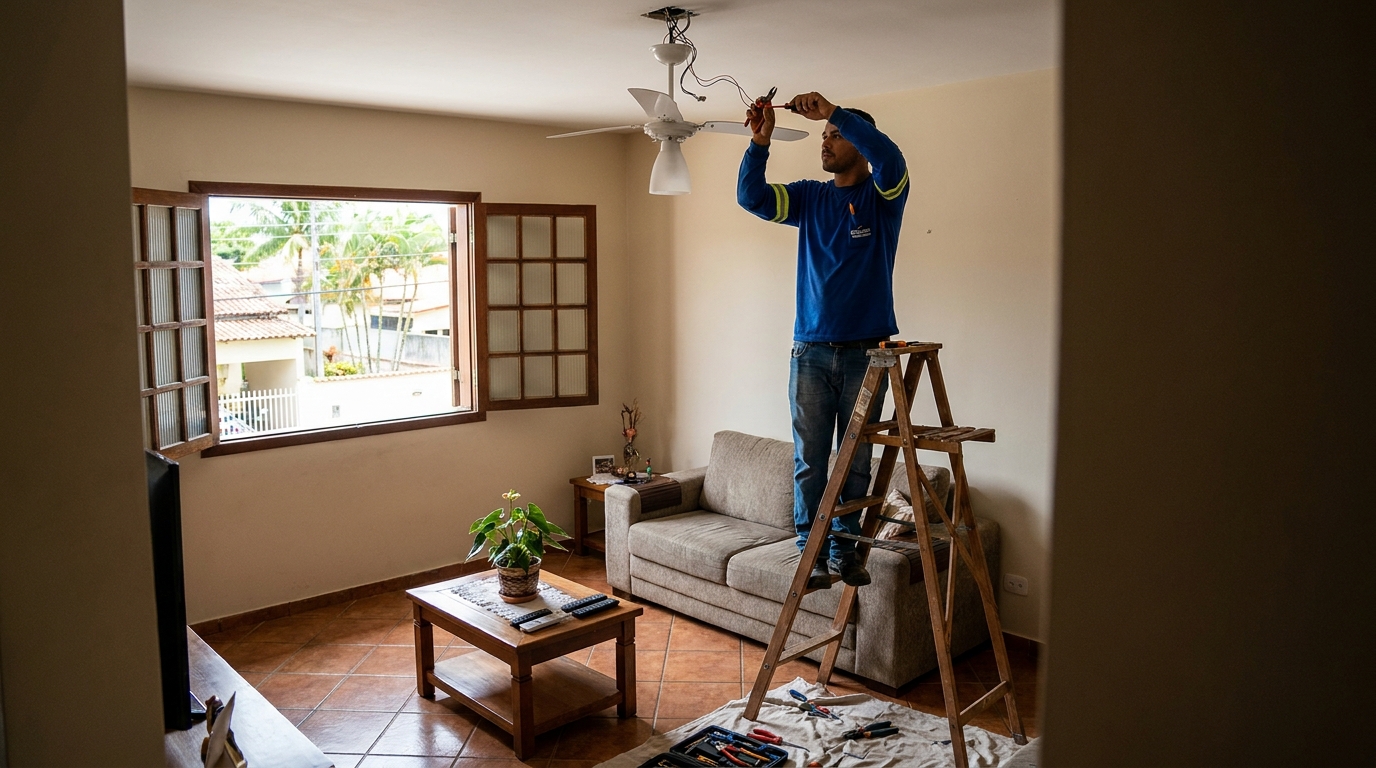 Instalacao de ventilador de teto profissional em Cascavel‑PR