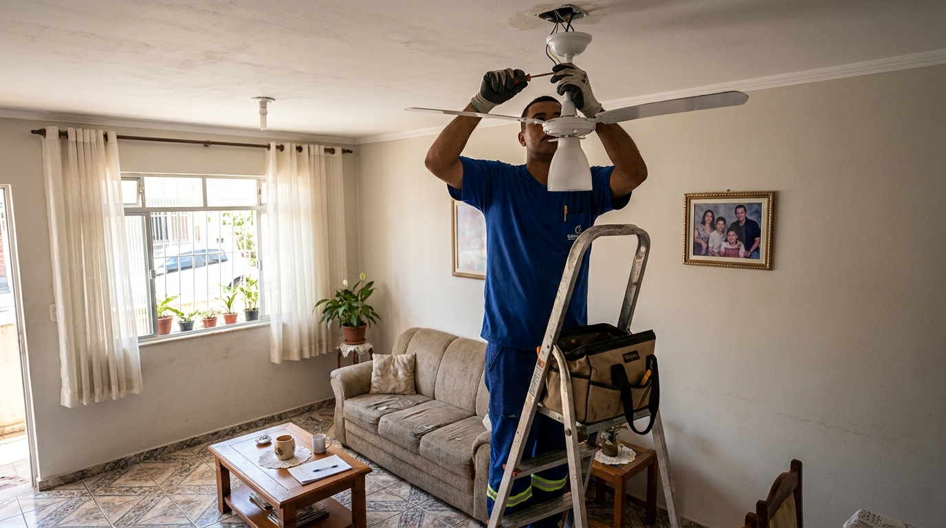 Instalacao de ventilador de teto residencial em Cascavel‑PR