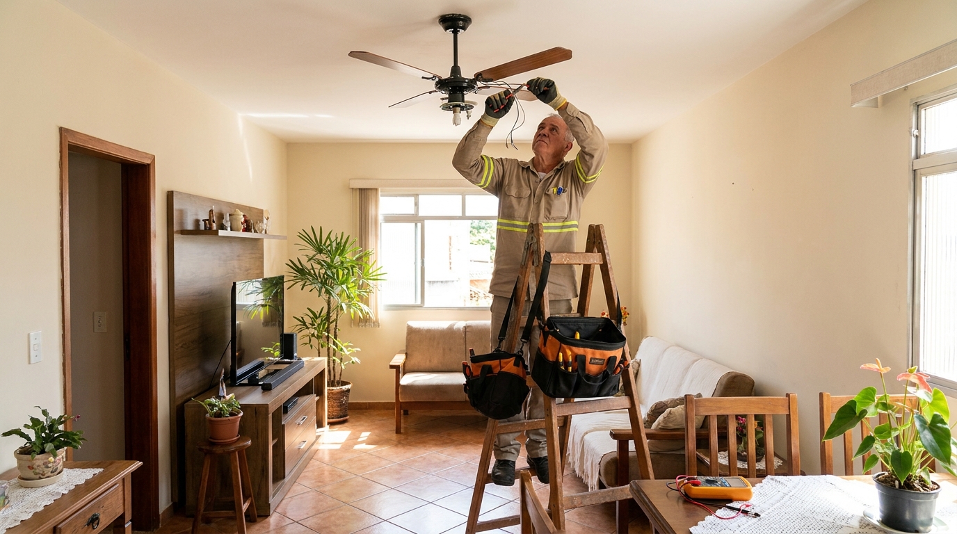Montagem de ventilador de teto em Cascavel‑PR